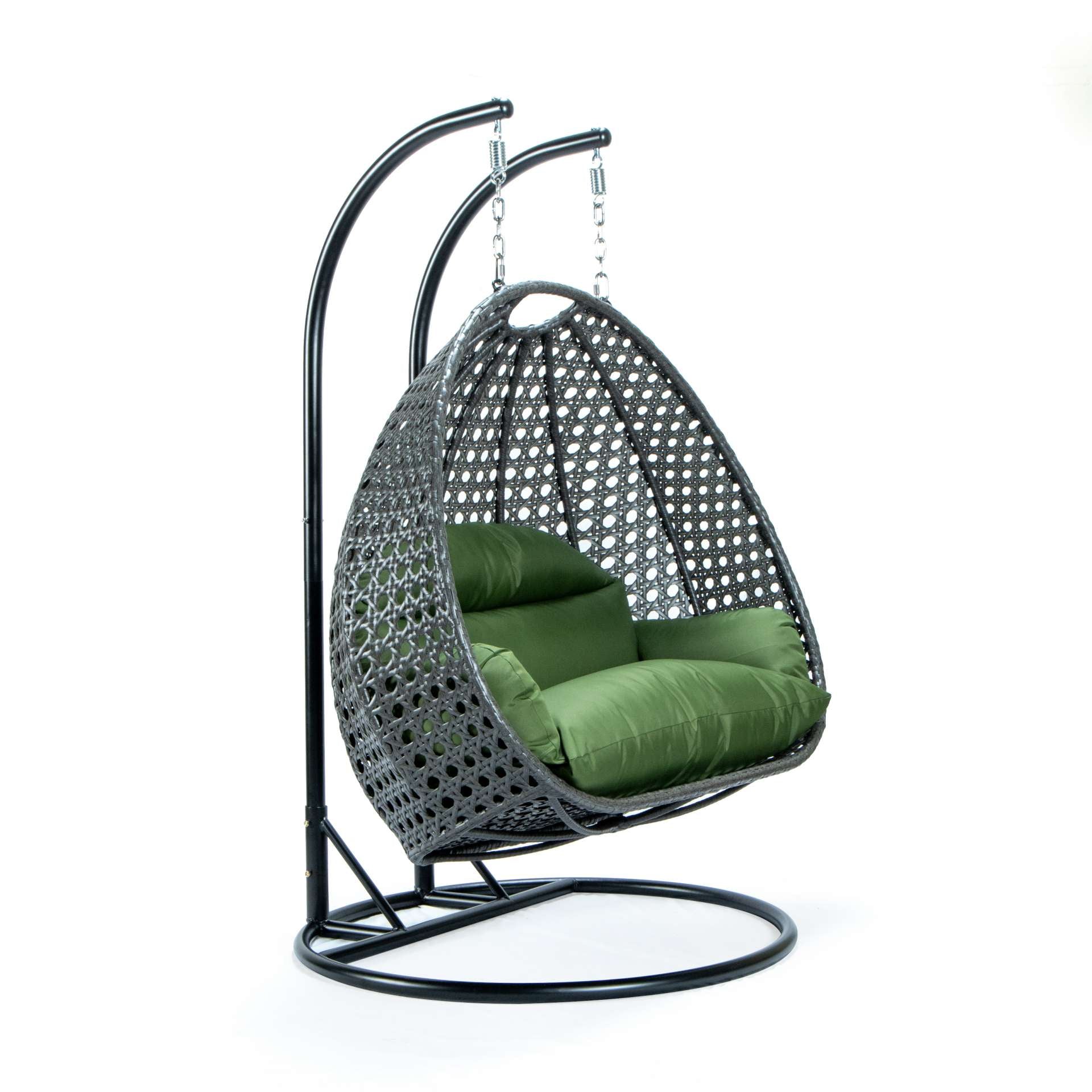 LeisureMod Charcoal Wicker Hanging 2 person Egg Swing Chair | Outdoor Porch Swings | Modishstore - 15