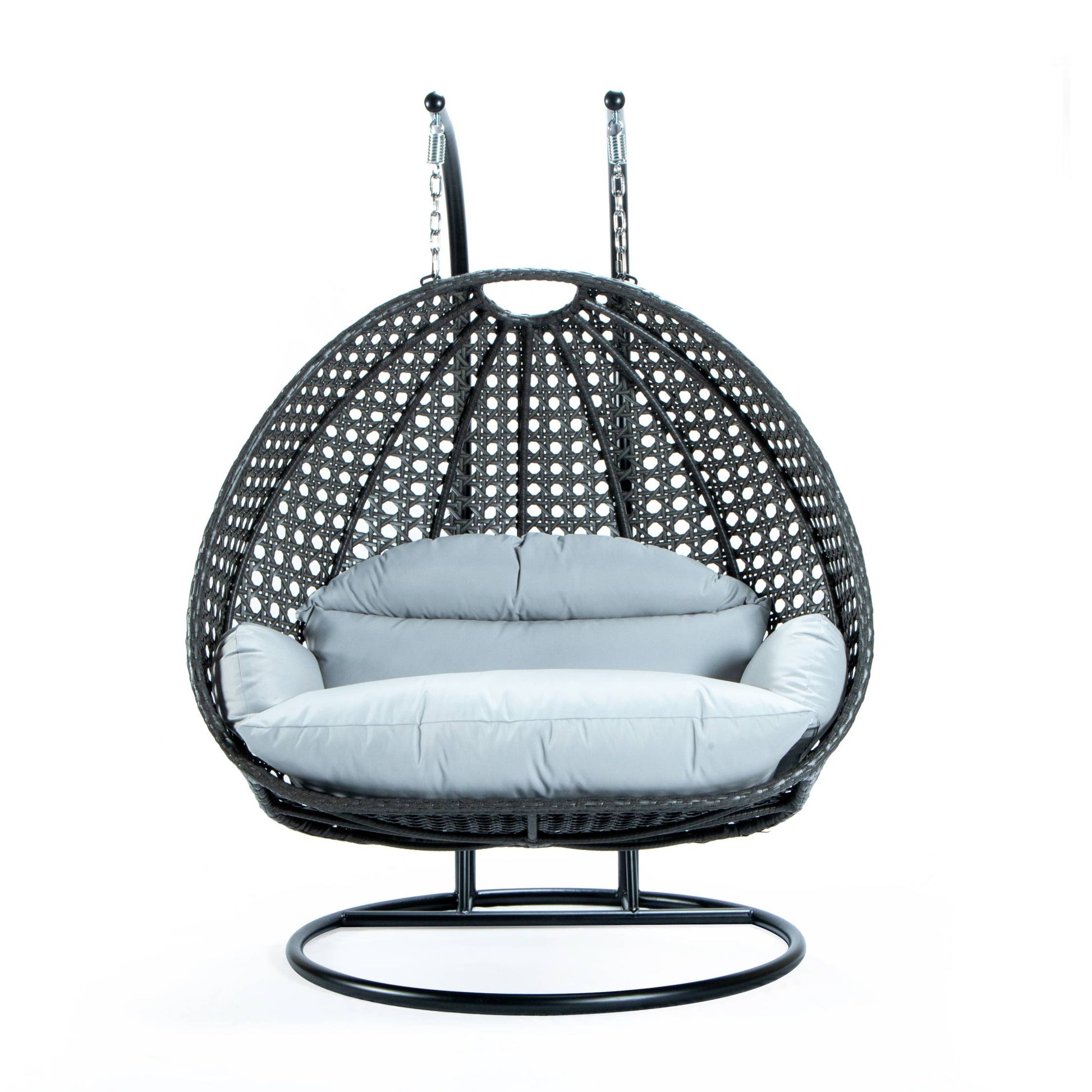 LeisureMod Charcoal Wicker Hanging 2 person Egg Swing Chair | Outdoor Porch Swings | Modishstore - 41