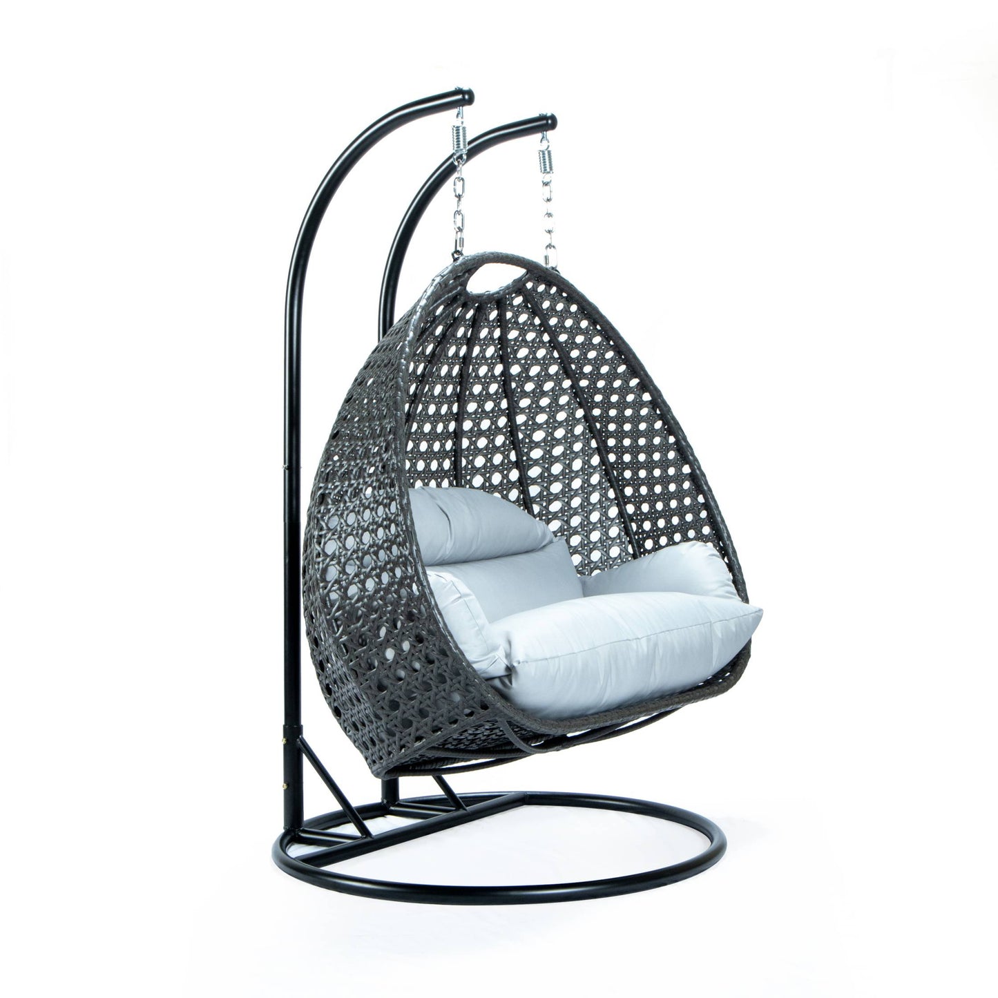 LeisureMod Charcoal Wicker Hanging 2 person Egg Swing Chair | Outdoor Porch Swings | Modishstore - 42