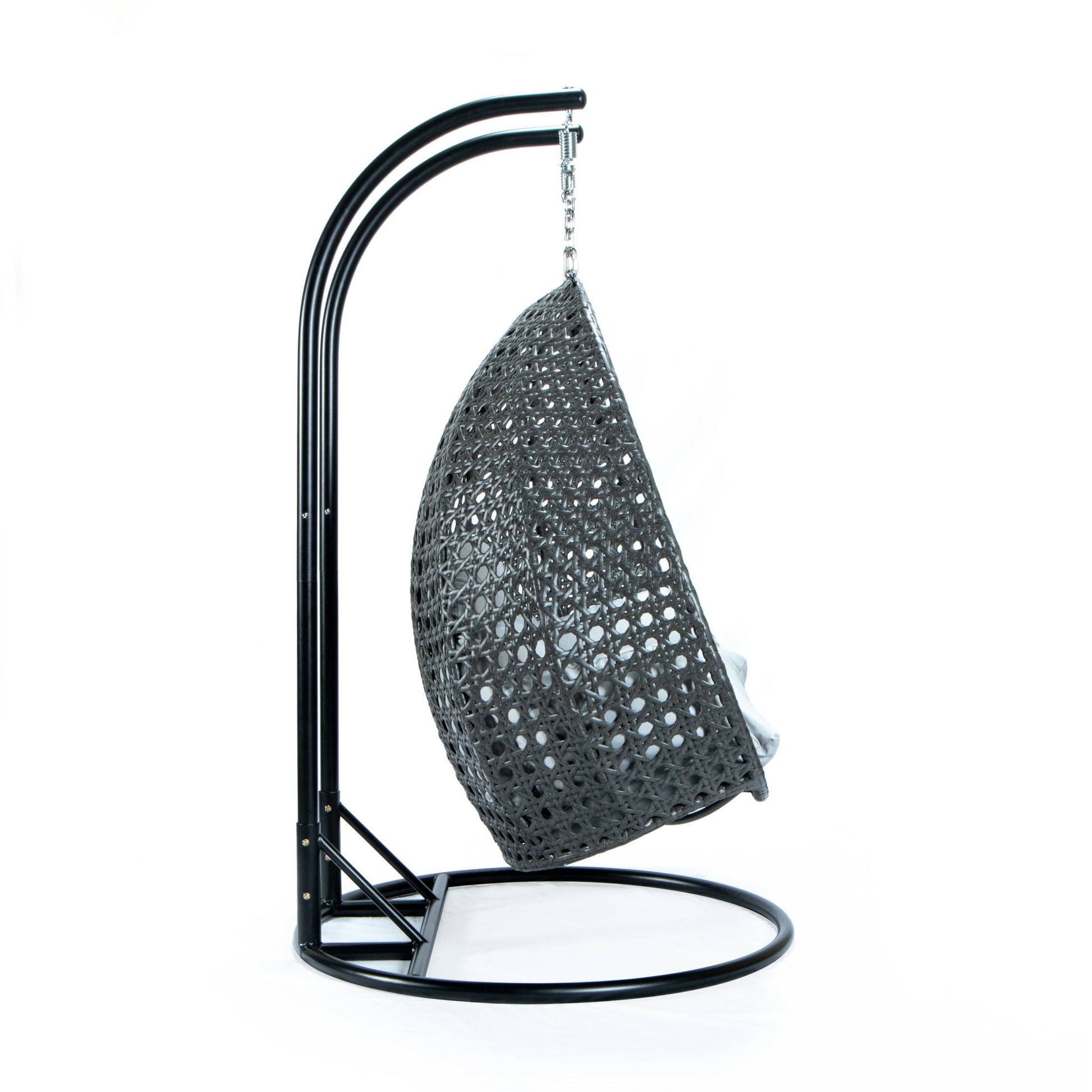 LeisureMod Charcoal Wicker Hanging 2 person Egg Swing Chair | Outdoor Porch Swings | Modishstore - 43