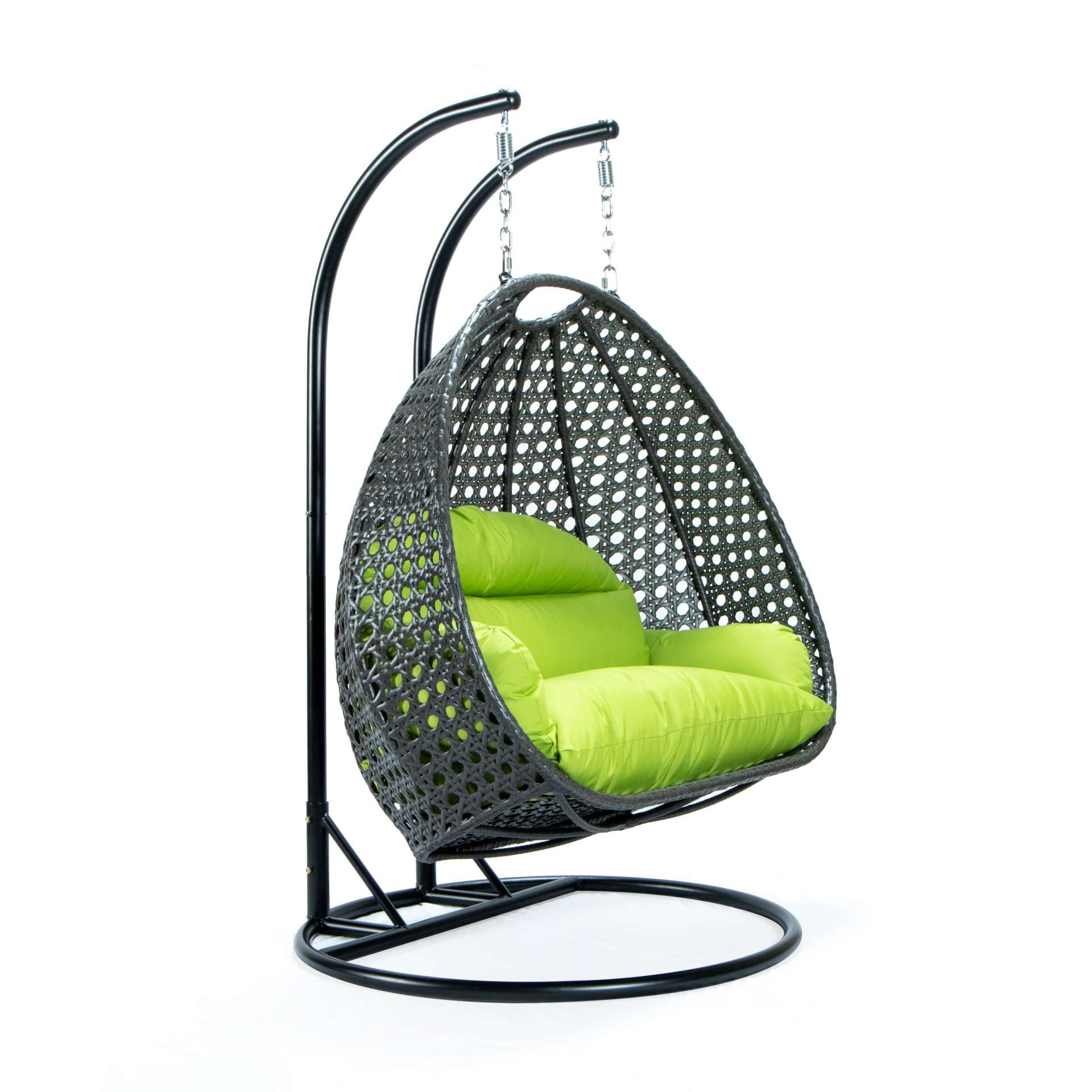 LeisureMod Charcoal Wicker Hanging 2 person Egg Swing Chair | Outdoor Porch Swings | Modishstore - 86