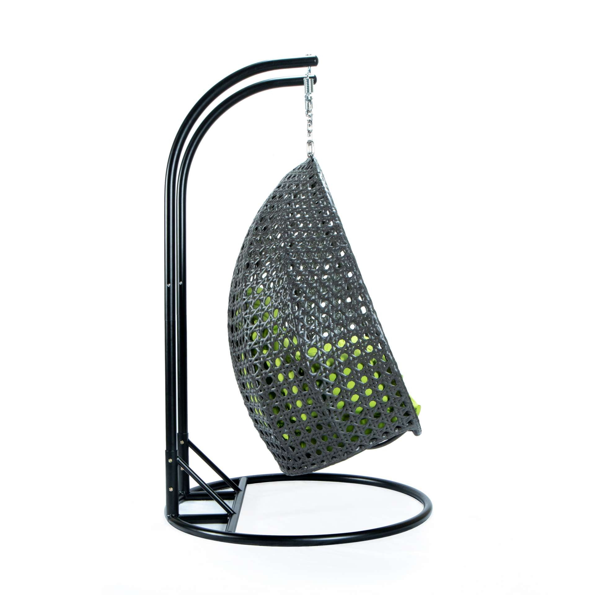 LeisureMod Charcoal Wicker Hanging 2 person Egg Swing Chair | Outdoor Porch Swings | Modishstore - 87
