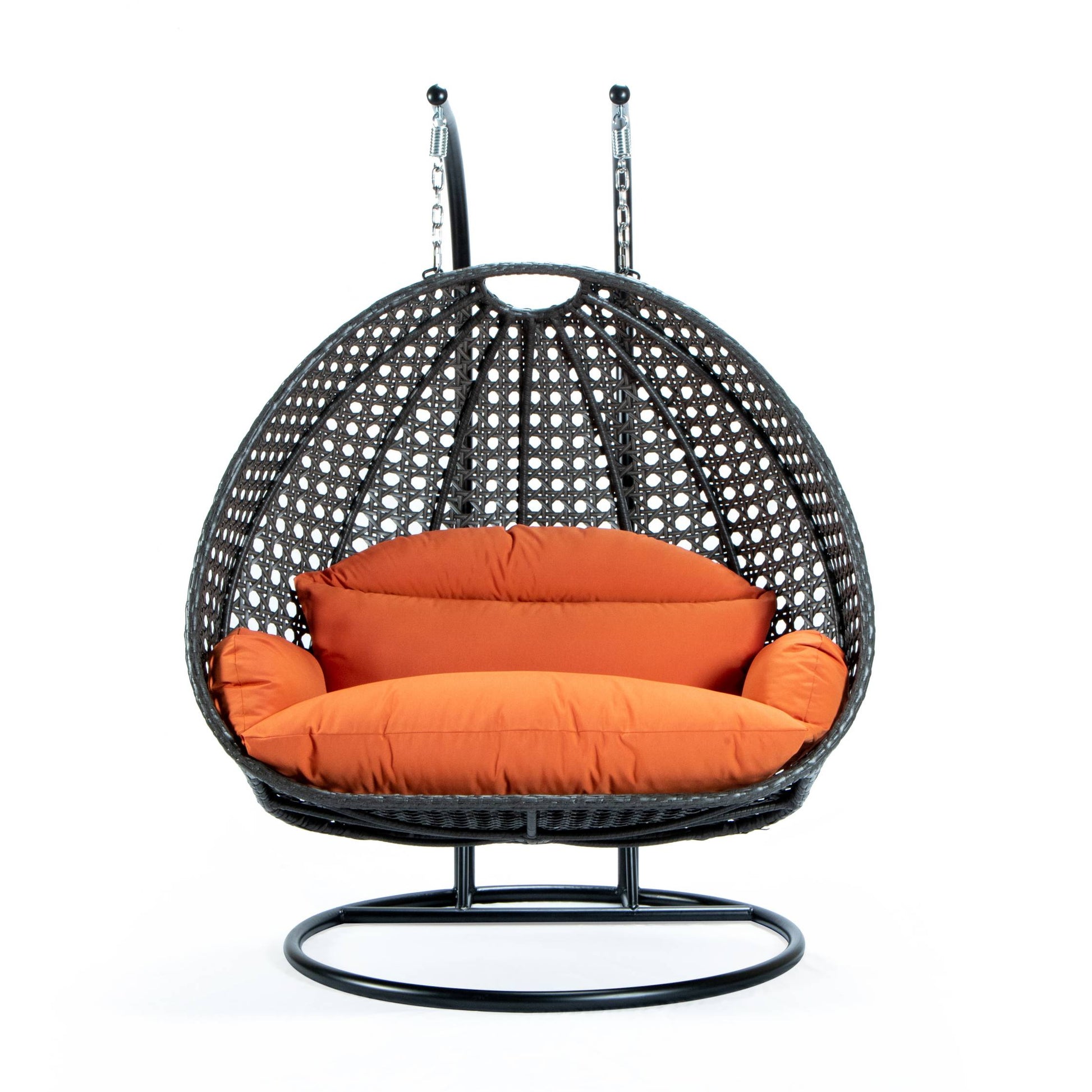 LeisureMod Charcoal Wicker Hanging 2 person Egg Swing Chair | Outdoor Porch Swings | Modishstore - 33
