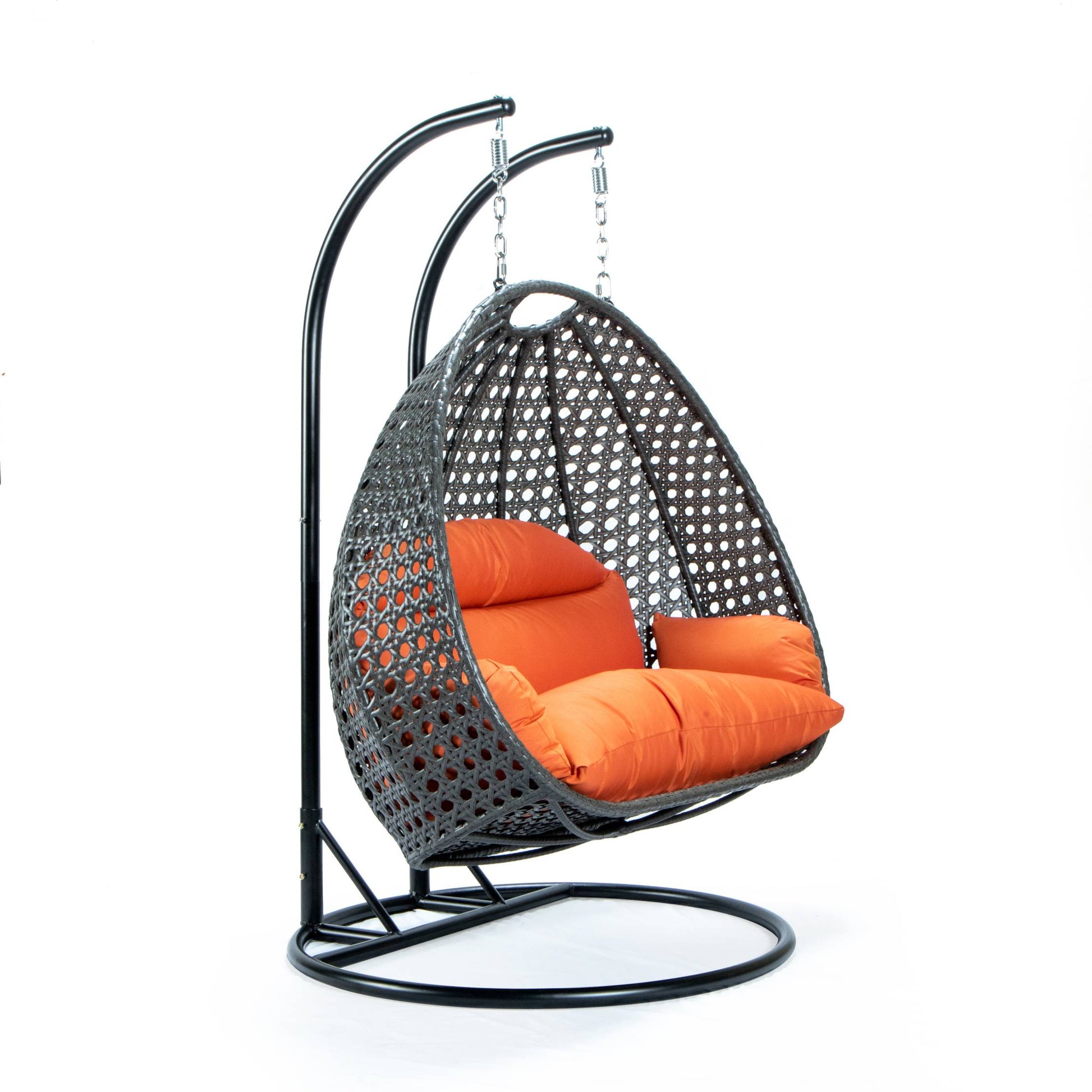 LeisureMod Charcoal Wicker Hanging 2 person Egg Swing Chair | Outdoor Porch Swings | Modishstore - 34