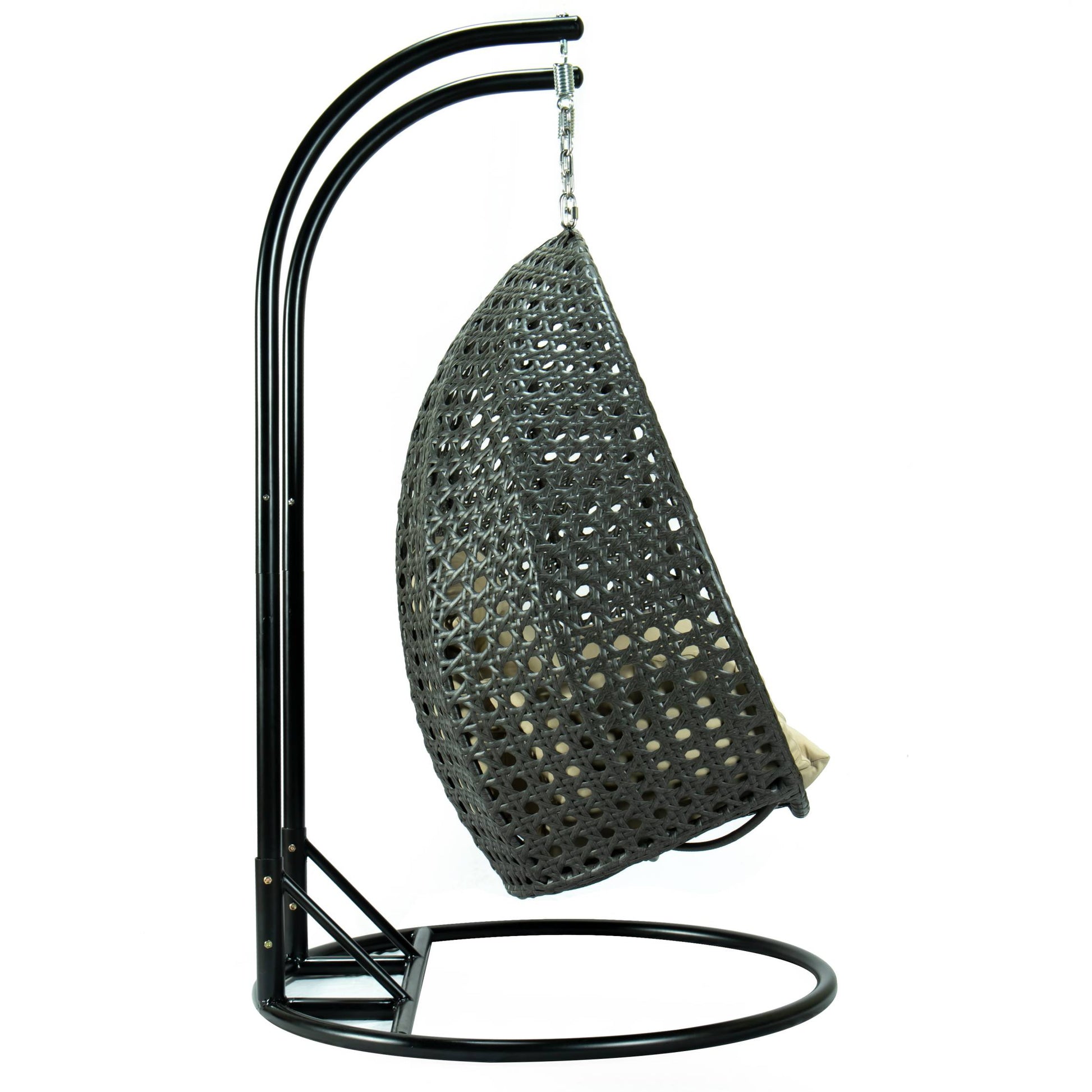 LeisureMod Charcoal Wicker Hanging 2 person Egg Swing Chair | Outdoor Porch Swings | Modishstore - 77
