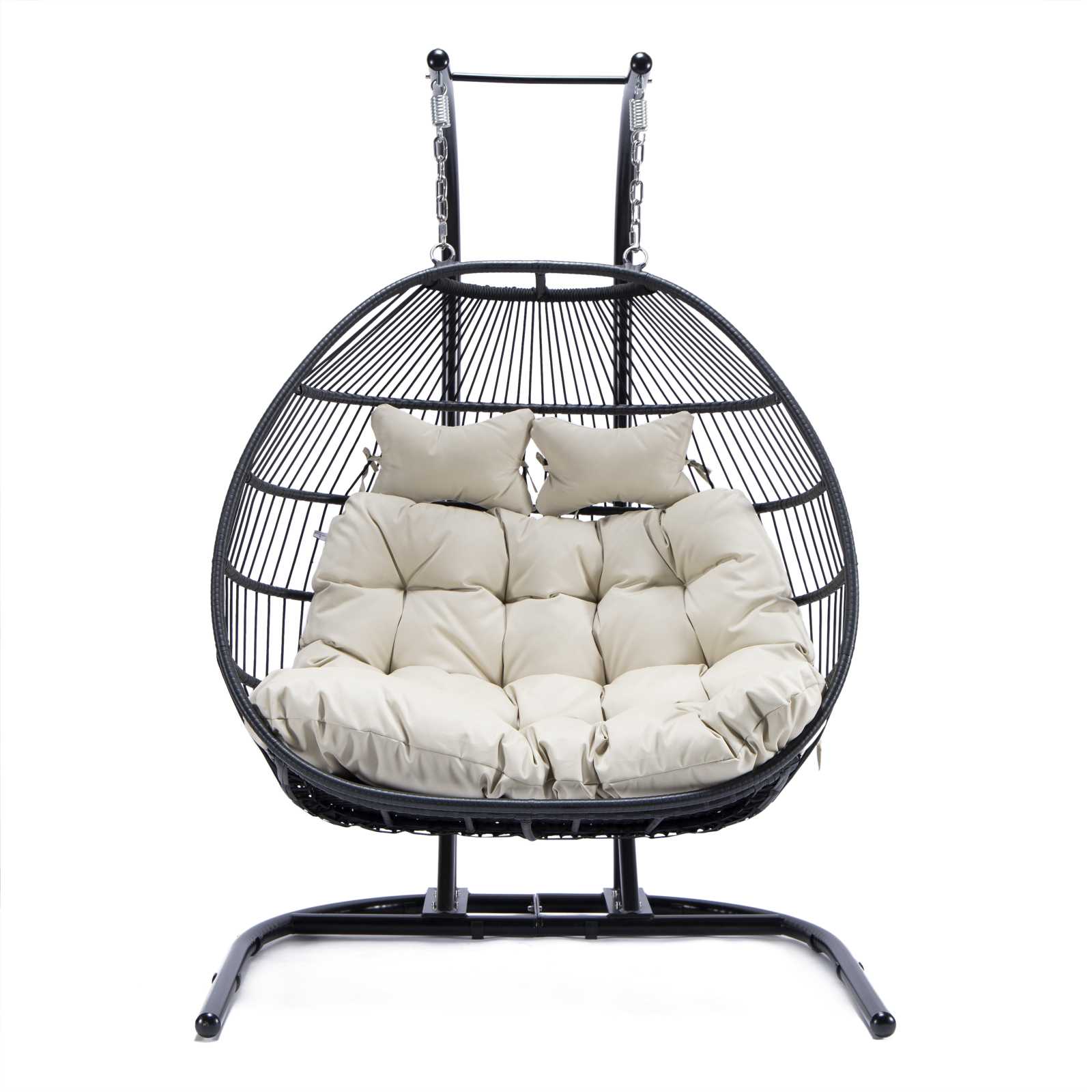 LeisureMod Wicker 2 Person Double Folding Hanging Egg Swing Chair | Outdoor Porch Swings | Modishstore - 72