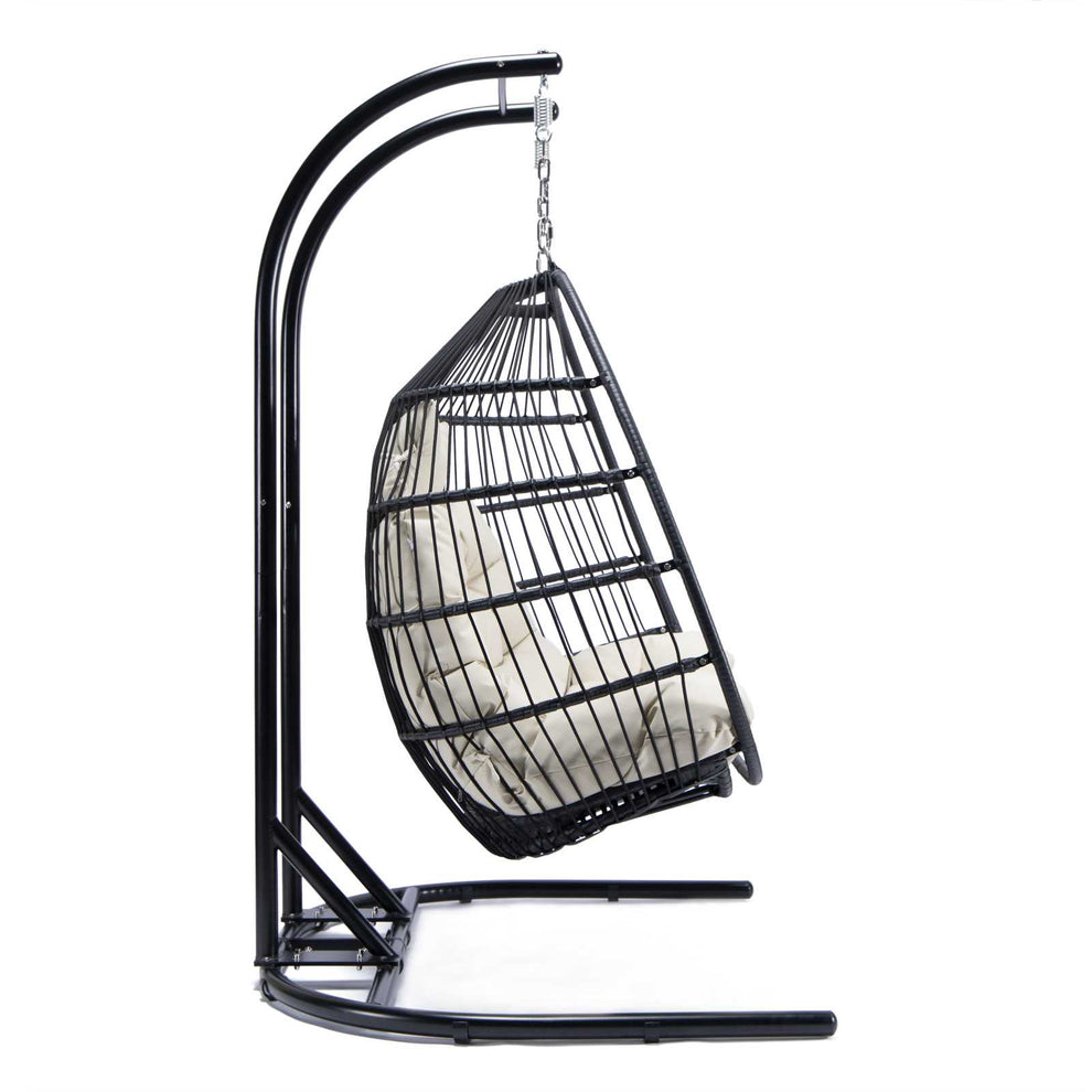 LeisureMod Wicker 2 Person Double Folding Hanging Egg Swing Chair | Outdoor Porch Swings | Modishstore - 75