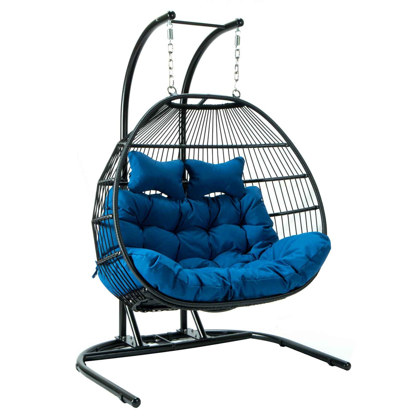 LeisureMod Wicker 2 Person Double Folding Hanging Egg Swing Chair | Outdoor Porch Swings | Modishstore - 3