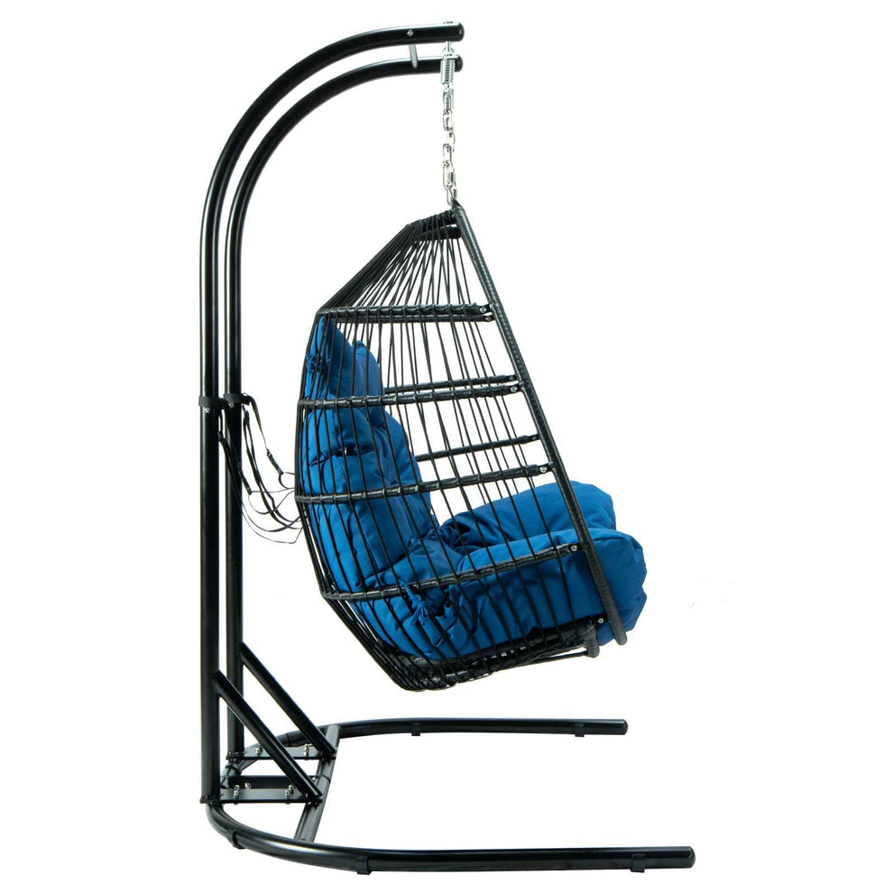 LeisureMod Wicker 2 Person Double Folding Hanging Egg Swing Chair | Outdoor Porch Swings | Modishstore - 5
