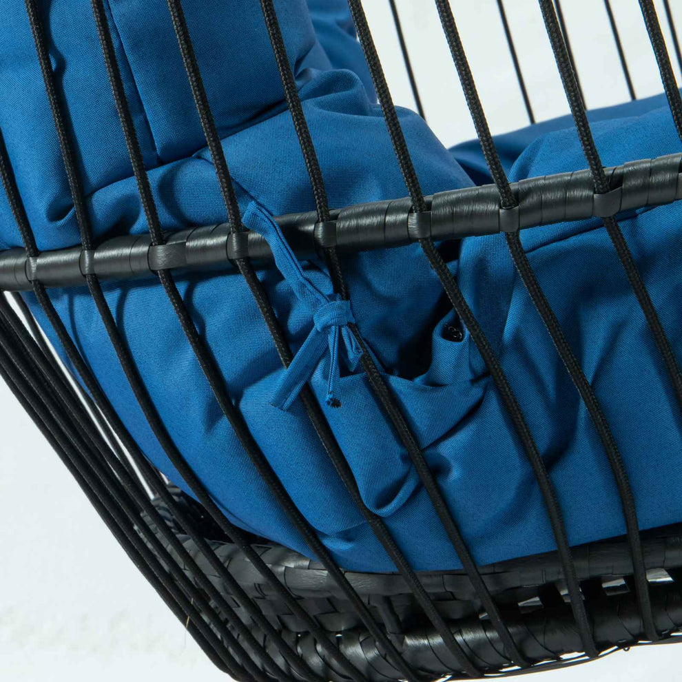 LeisureMod Wicker 2 Person Double Folding Hanging Egg Swing Chair | Outdoor Porch Swings | Modishstore - 6