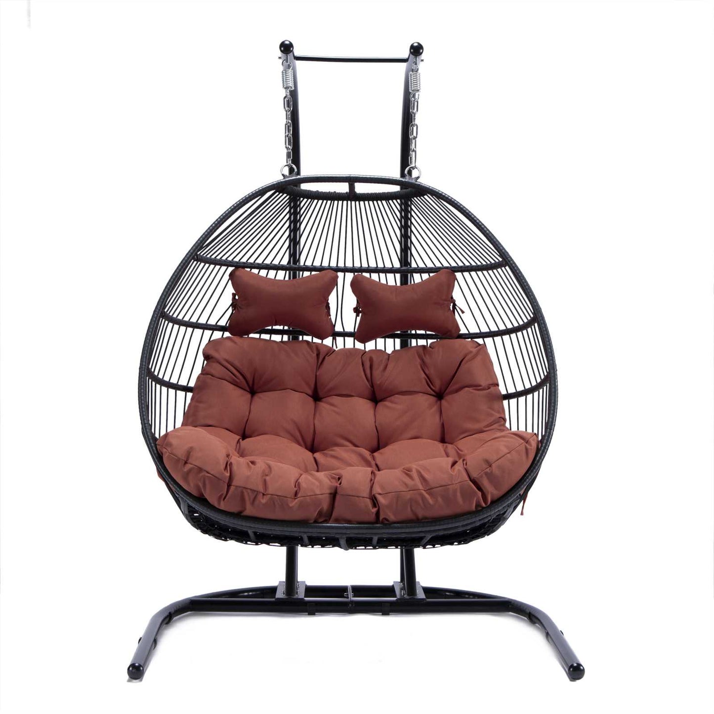 LeisureMod Wicker 2 Person Double Folding Hanging Egg Swing Chair | Outdoor Porch Swings | Modishstore - 91
