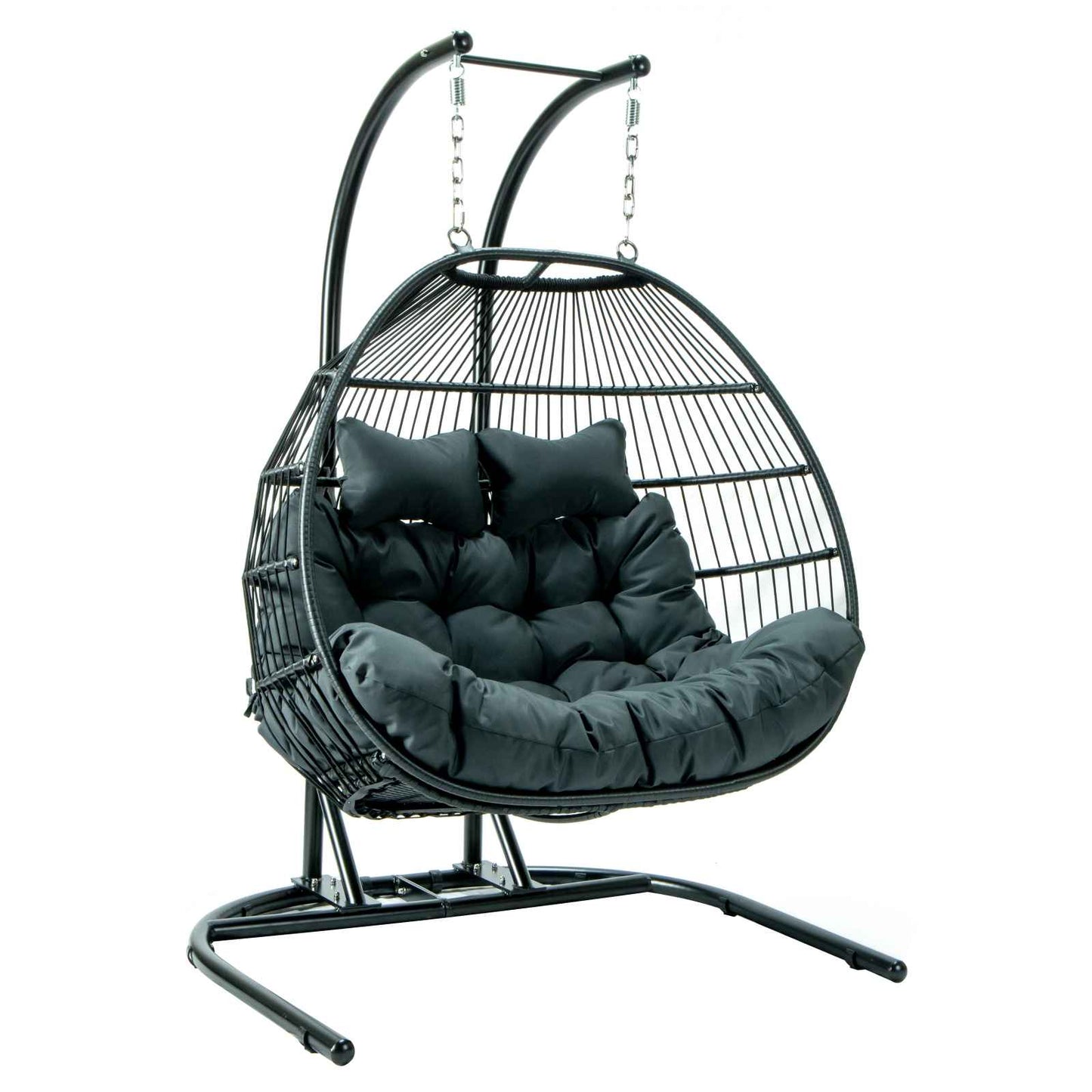 LeisureMod Wicker 2 Person Double Folding Hanging Egg Swing Chair | Outdoor Porch Swings | Modishstore - 16