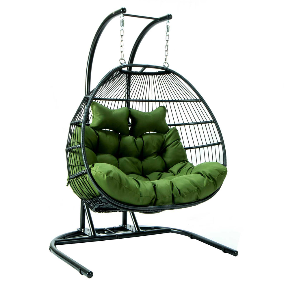 LeisureMod Wicker 2 Person Double Folding Hanging Egg Swing Chair | Outdoor Porch Swings | Modishstore - 29