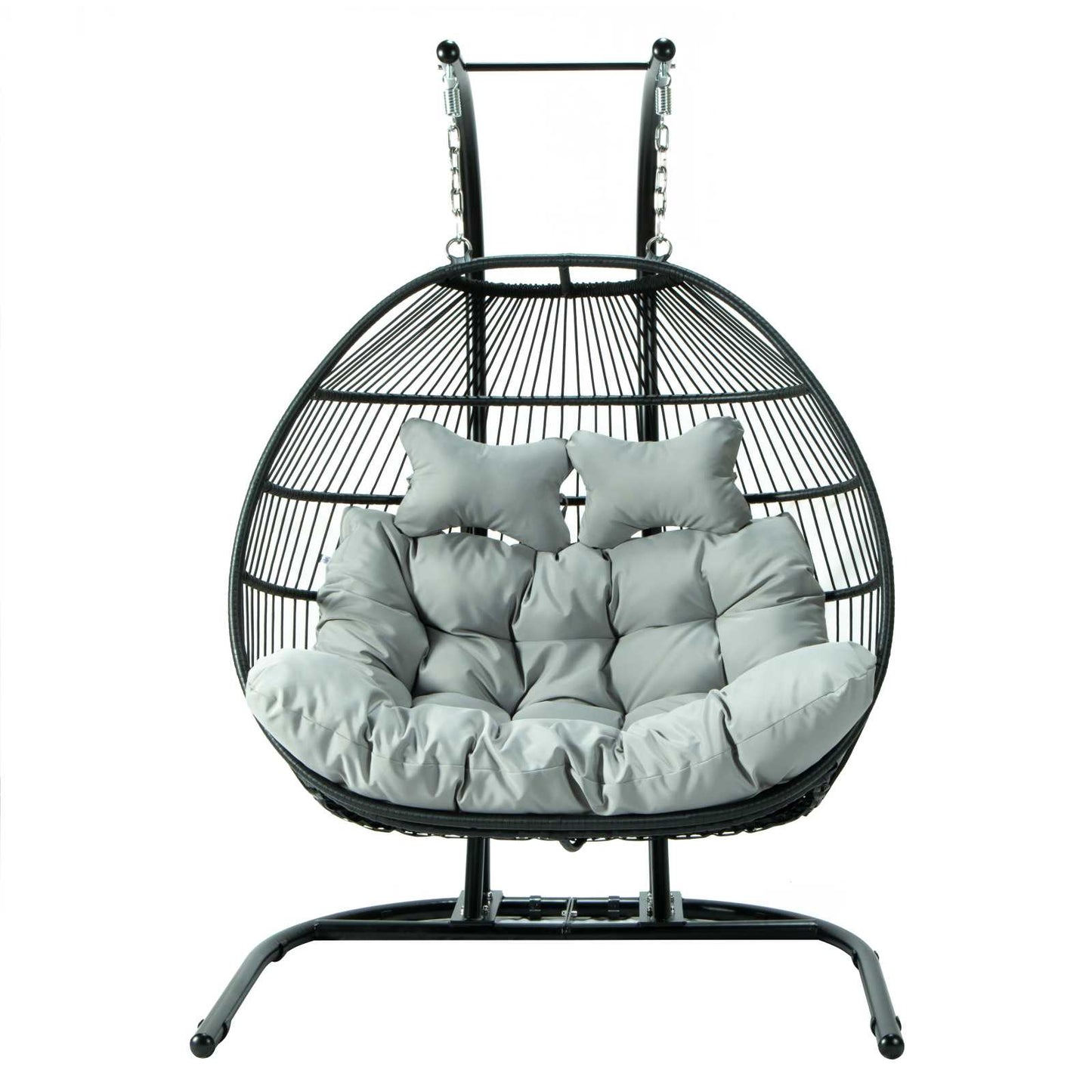 LeisureMod Wicker 2 Person Double Folding Hanging Egg Swing Chair | Outdoor Porch Swings | Modishstore - 40