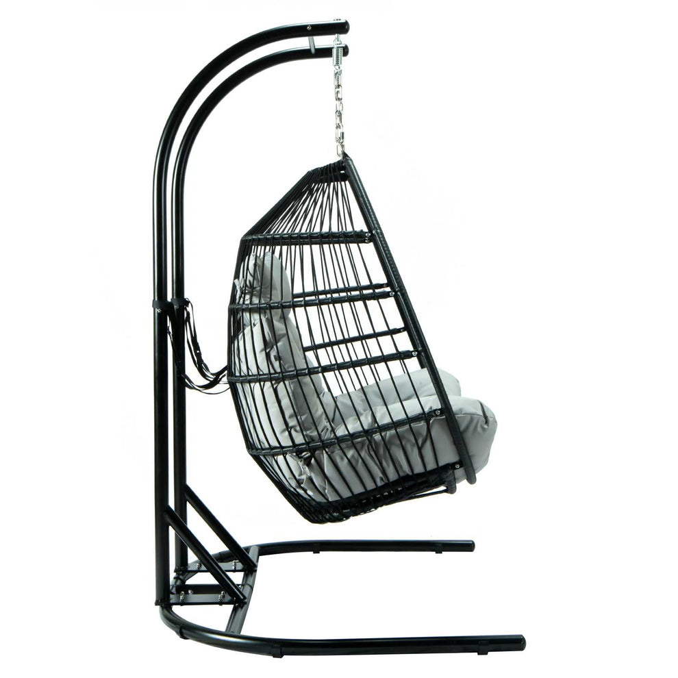 LeisureMod Wicker 2 Person Double Folding Hanging Egg Swing Chair | Outdoor Porch Swings | Modishstore - 44