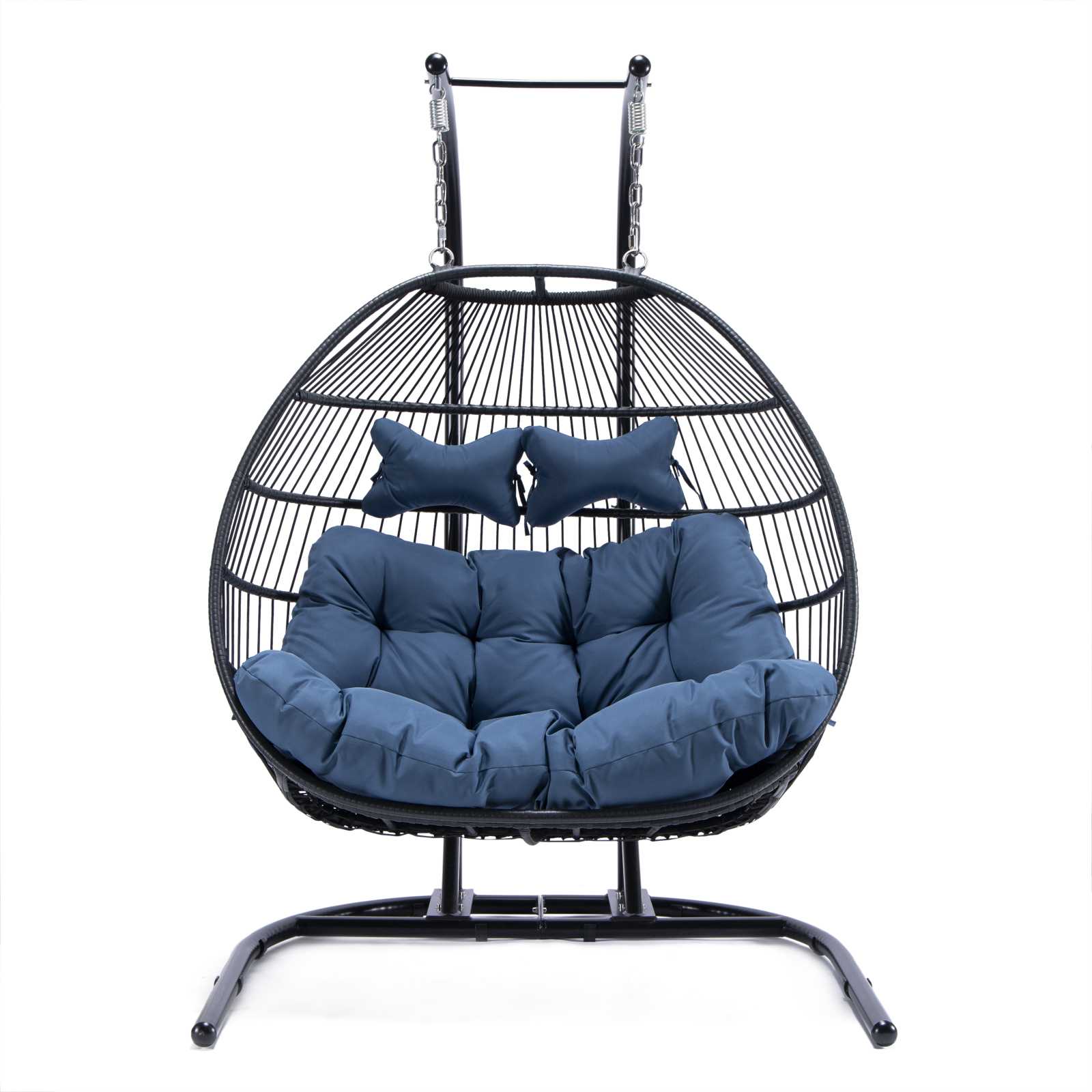 LeisureMod Wicker 2 Person Double Folding Hanging Egg Swing Chair | Outdoor Porch Swings | Modishstore - 110