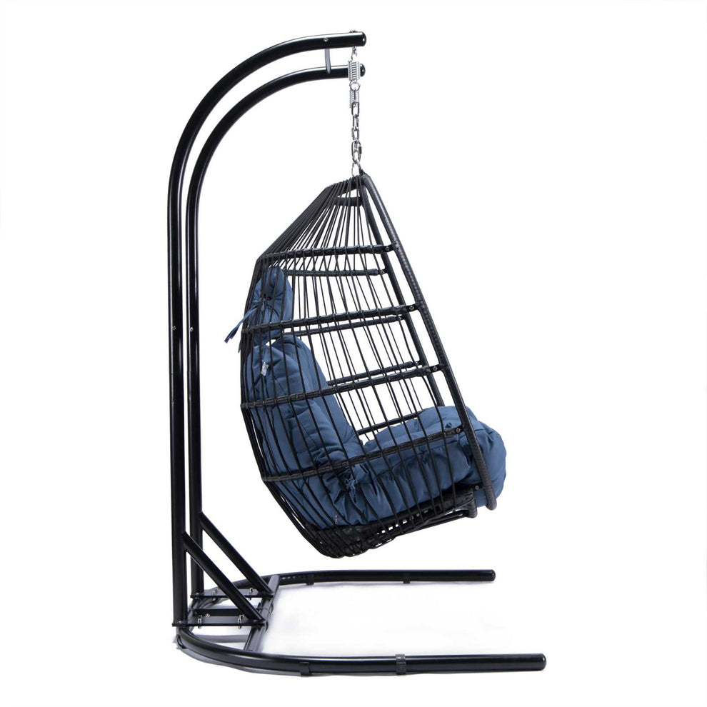 LeisureMod Wicker 2 Person Double Folding Hanging Egg Swing Chair | Outdoor Porch Swings | Modishstore - 109