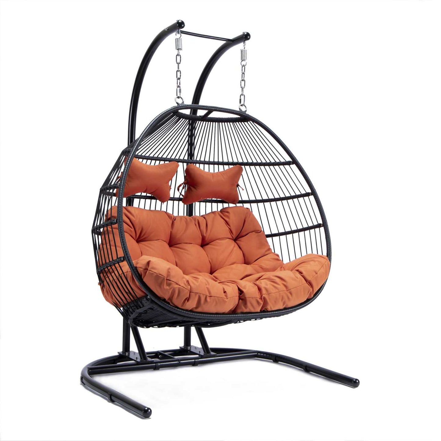 LeisureMod Wicker 2 Person Double Folding Hanging Egg Swing Chair | Outdoor Porch Swings | Modishstore - 131