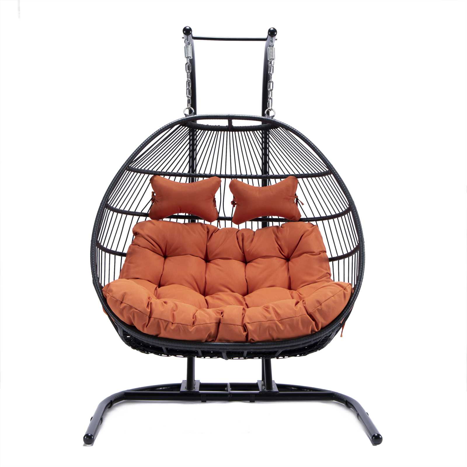 LeisureMod Wicker 2 Person Double Folding Hanging Egg Swing Chair | Outdoor Porch Swings | Modishstore - 128