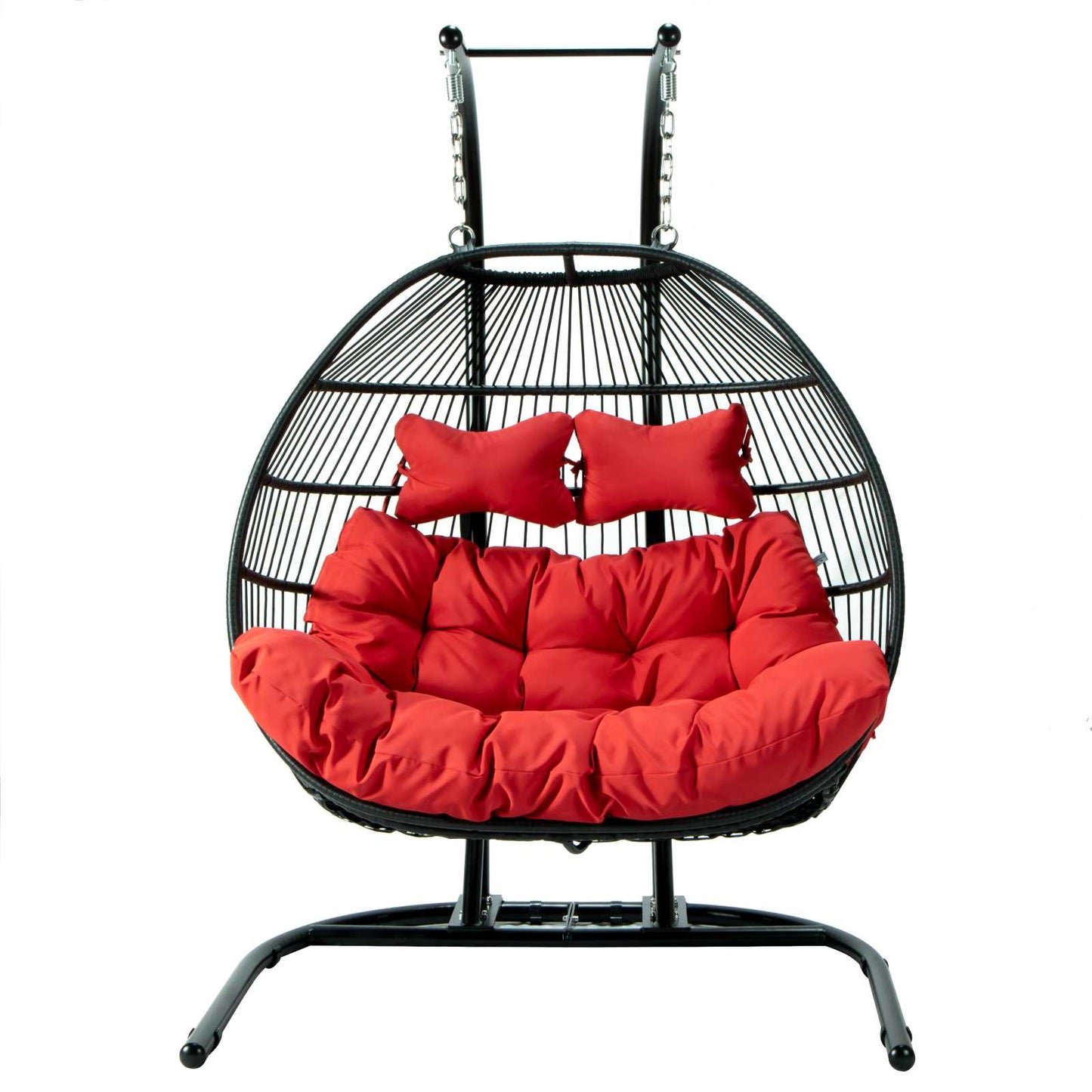 LeisureMod Wicker 2 Person Double Folding Hanging Egg Swing Chair | Outdoor Porch Swings | Modishstore - 53