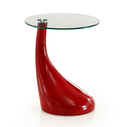 Manhattan Comfort Lava 19.7 in. Red Glass Top Accent Table | Accent Tables | Modishstore