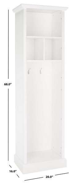 Safavieh Layli 4 Shelf 2 Hook Top Storage Hall Tree - White | Bookcases | Modishstore - 2