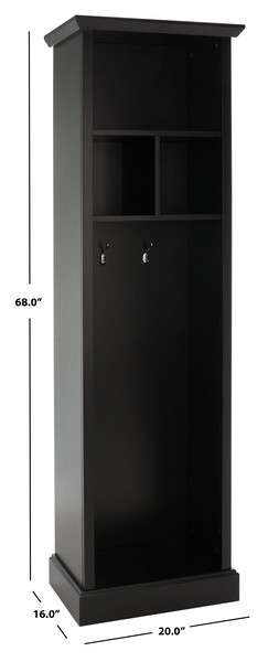 Safavieh Layli 4 Shelf 2 Hook Top Storage Hall Tree - Black | Bookcases | Modishstore - 2
