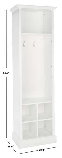 Safavieh Surrey 6 Shelf 2 Hook Bottom Storage Hall Tree - White | Bookcases | Modishstore - 4
