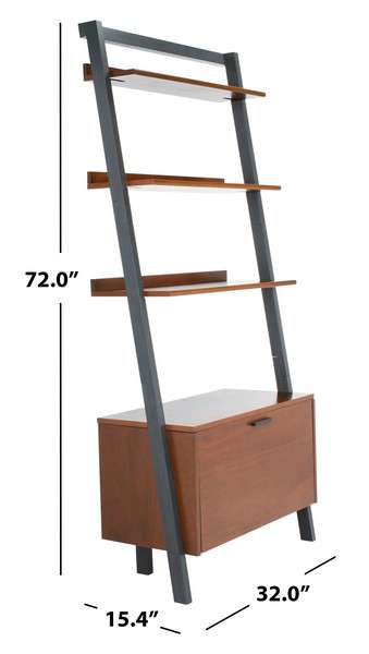Safavieh Vlad 3 Shelf 1 Door Etagere - Honey Brown | Etagere | Modishstore - 3