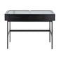 Emery Contemporary Console Table in Black Wood, Black Steel, and Glass Top By LumiSource | Console Tables | Modishstore - 2