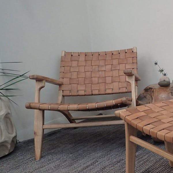 Copy of Woven Leather & Teak Padron Armchair-2