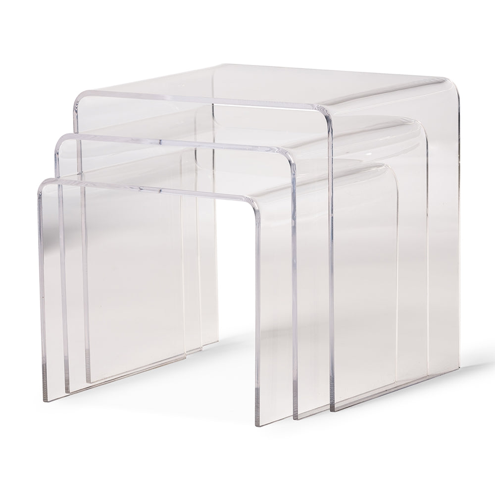 baxton studio acrylic nesting table 3 pc table set display stands | Modish Furniture Store-2