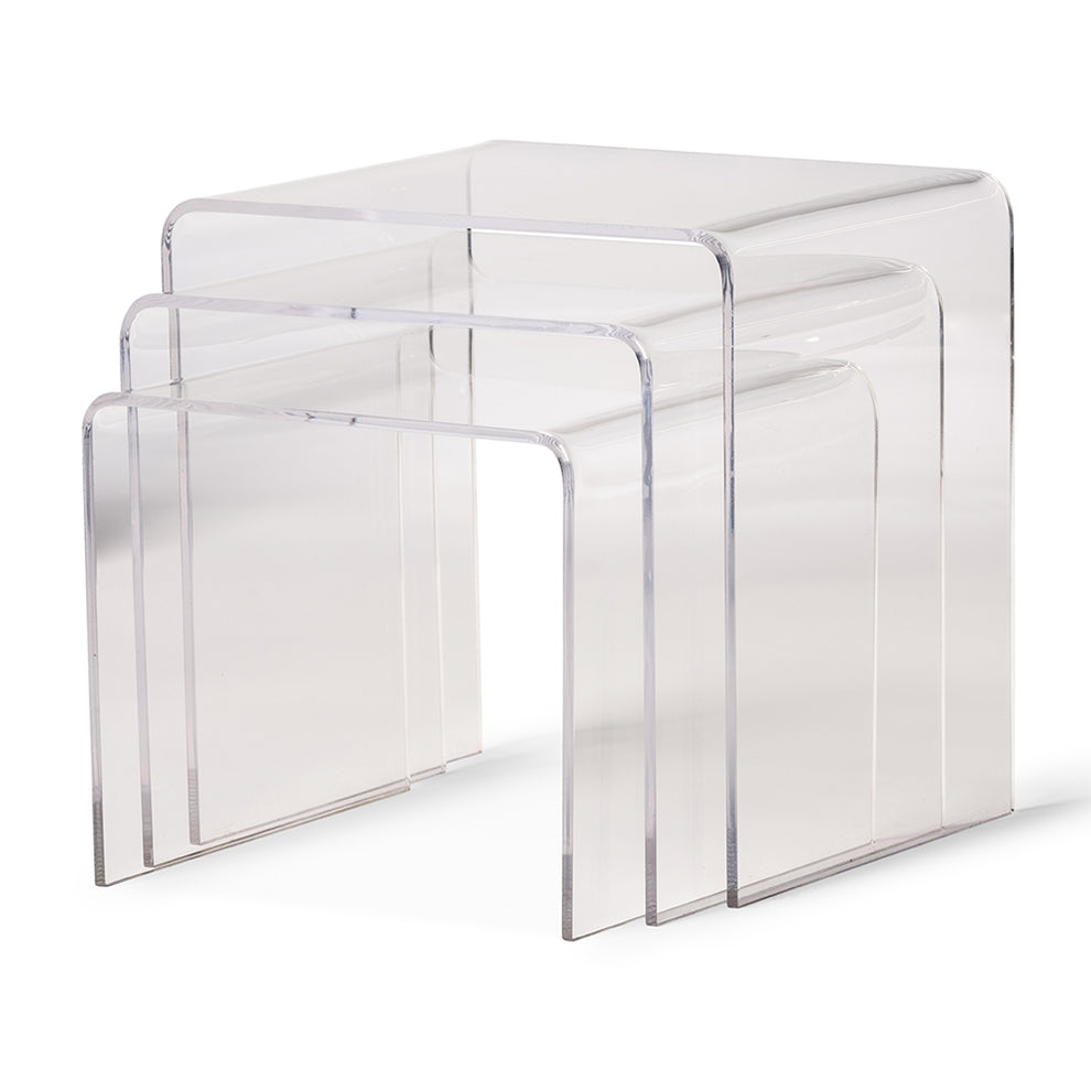 baxton studio acrylic nesting table 3 pc table set display stands | Modish Furniture Store-2