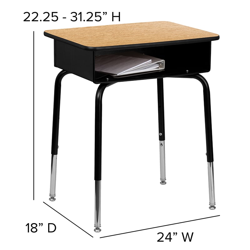 Student Desk with Open Front Metal Book Box by Flash Furniture | Desks | Modishstore - 2