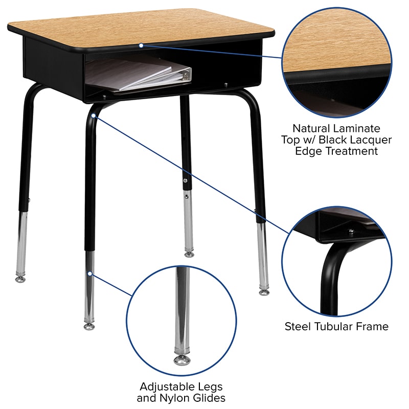 Student Desk with Open Front Metal Book Box by Flash Furniture | Desks | Modishstore - 4