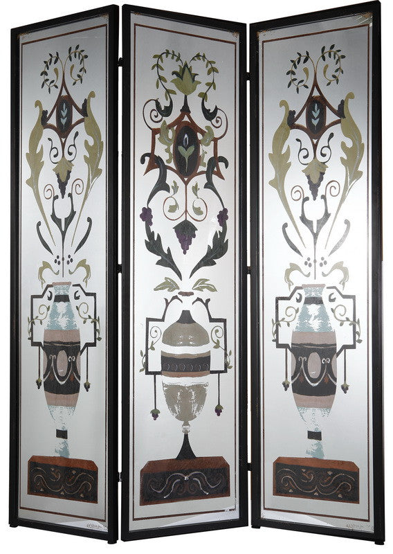 A&B Home Glass/Iron 3 - Panel Decorative Screen - Thumbnail 3