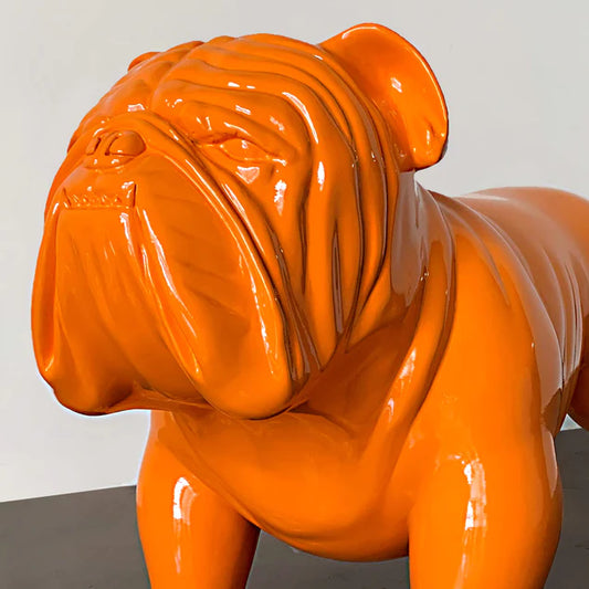 Fiberglass UV Bulldog Large Outdoor Sculpture, Orange By Gold Leaf Design Group | Animals & Pets | Modishstore