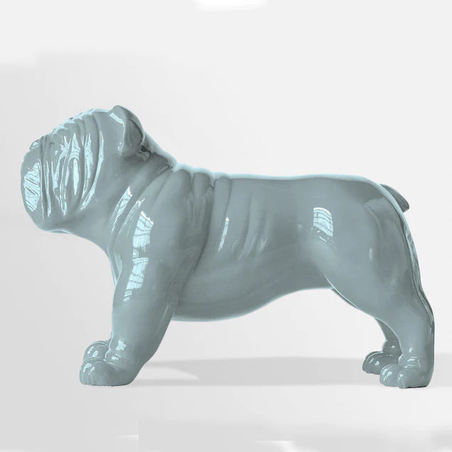 Fiberglass Bulldog Large Indore Sculpture, Smoky By Gold Leaf Design Group | Animals & Pets | Modishstore