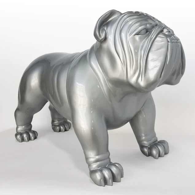 Fiberglass Bulldog Large Indore Sculpture, Silve By Gold Leaf Design Group | Animals & Pets |  Modishstore