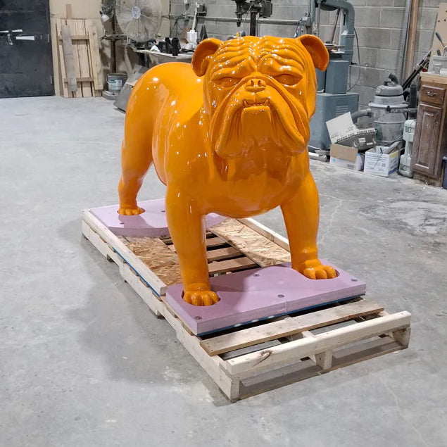 Fiberglass UV Bulldog Large Outdoor Sculpture, Orange By Gold Leaf Design Group | Animals & Pets |  Modishstore - 2