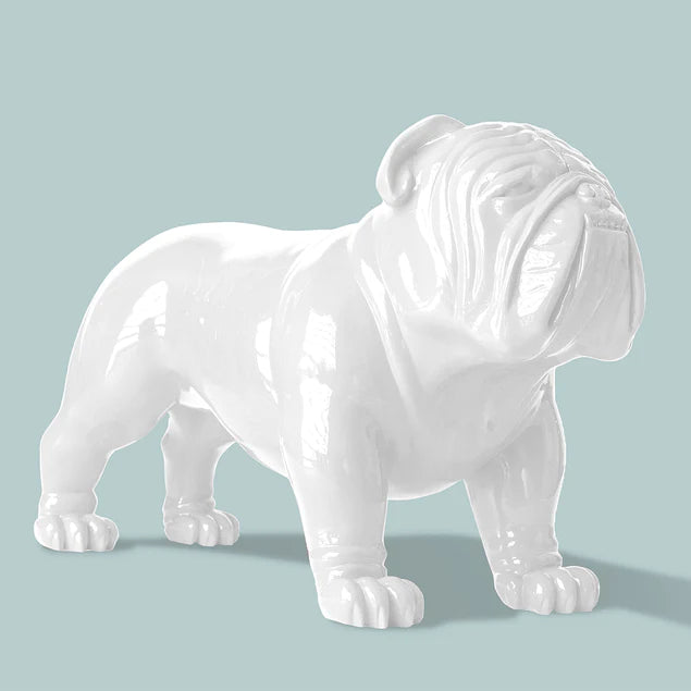 Fiberglass Bulldog Large Indore Sculpture, White By Gold Leaf Design Group | Animals & Pets | Modishstore