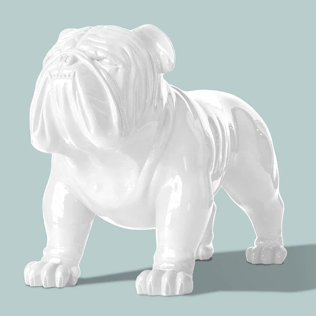 Fiberglass UV  Bulldog MD Outdoor Sculpture, White By Gold Leaf Design Group | Animals & Pets | Modishstore - 5