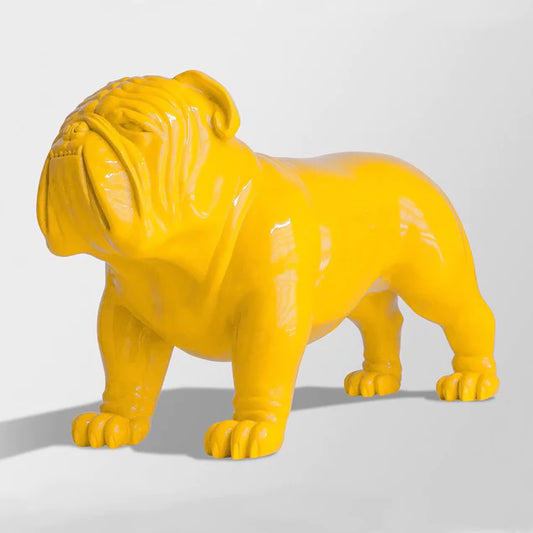 Fiberglass UV  Bulldog  Large Outdoor Sculpture, Yellow By Gold Leaf Design Group | Animals & Pets | Modishstore