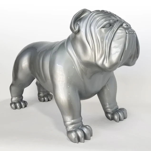Fiberglass Bulldog MD Sculpture, Silve By Gold Leaf Design Group | Animals & Pets |  Modishstore - 5