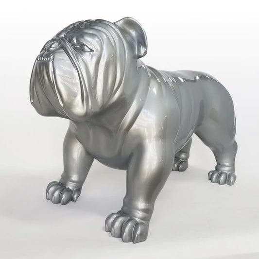 Fiberglass Bulldog MD Sculpture, Silve By Gold Leaf Design Group | Animals & Pets |  Modishstore