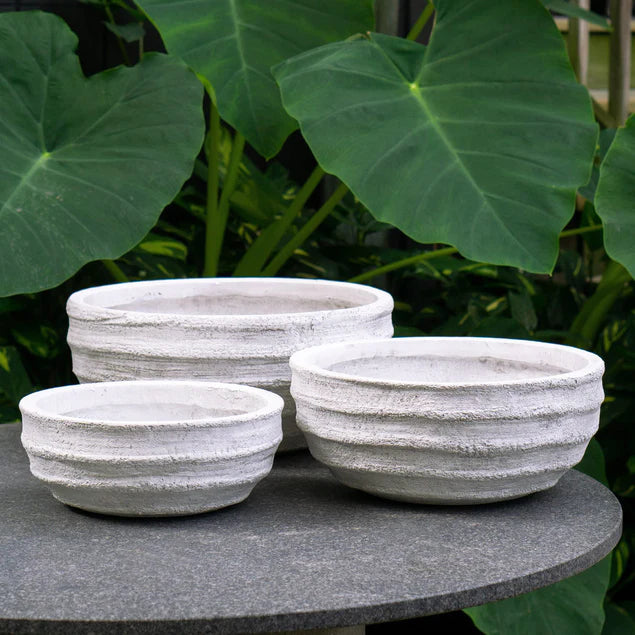 Dolma Bowl Ant White, Set of 3 Planter By Gold Leaf Design Group | Planters, Troughs & Cachepots | Modishstore