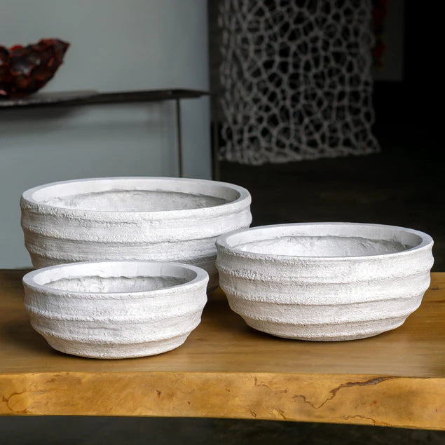 Dolma Bowl Ant White, Set of 3 Planter By Gold Leaf Design Group | Planters, Troughs & Cachepots | Modishstore - 6