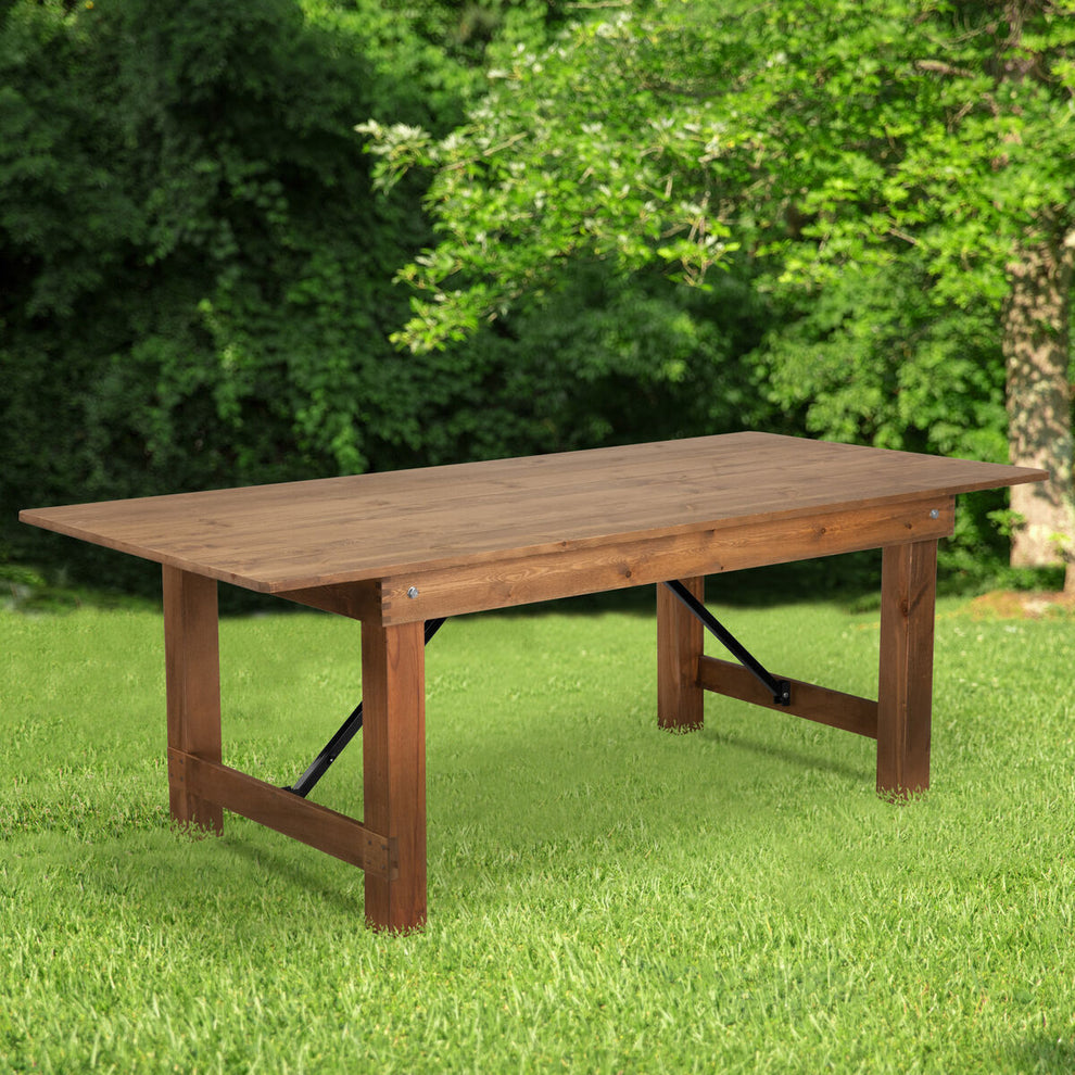 Flash Furniture Hercules Series Antique Rustic Solid Pine Folding Farm Table | Dining Tables | Modishstore - 1