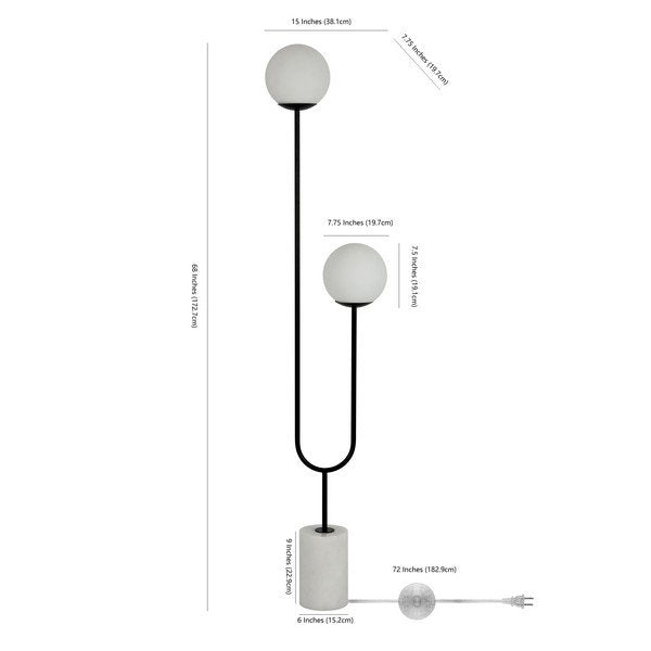 Safavieh Leif Iron And Marble Floor Lamp - Black | Floor Lamps | Modishstore - 3
