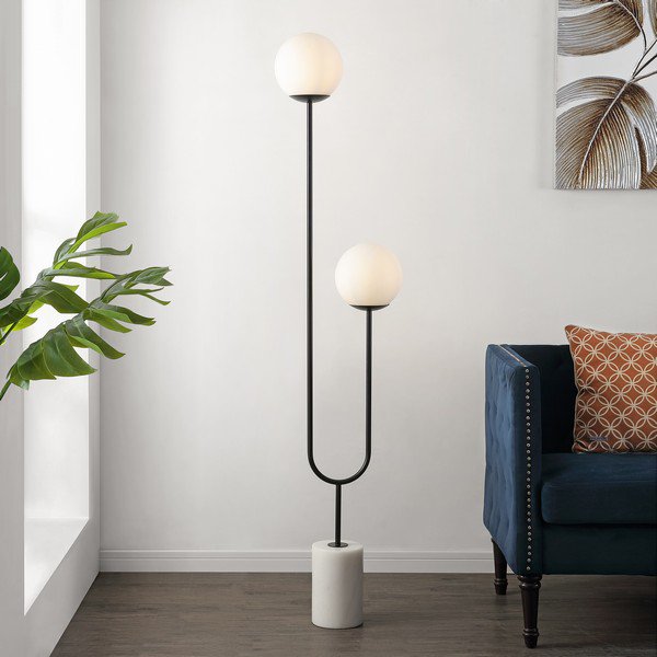 Safavieh Leif Iron And Marble Floor Lamp - Black | Floor Lamps | Modishstore